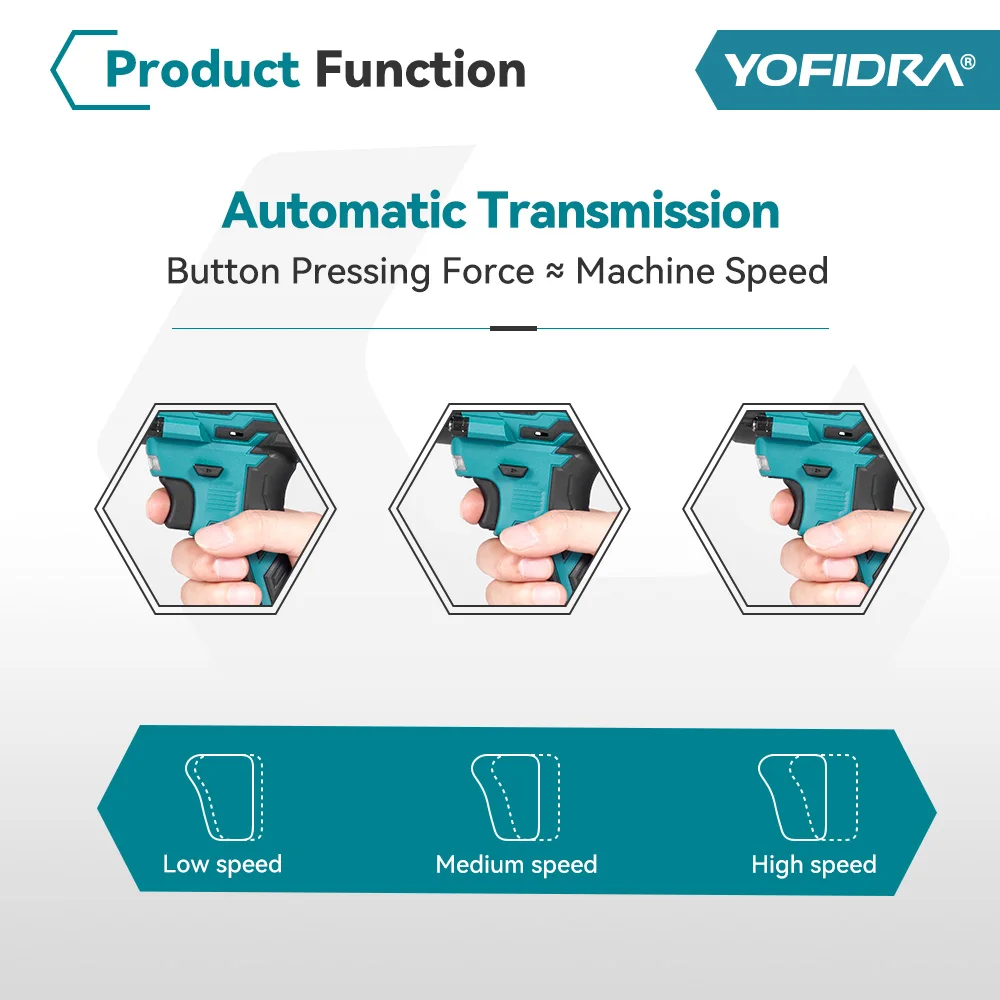 YOFIDRA 1/2 "1000N.M Borstelloze Elektrische Slagmoersleutel Handheld Draadloze Auto Schroevendraaier Boor Socket Set voor Makita 18V Batterij