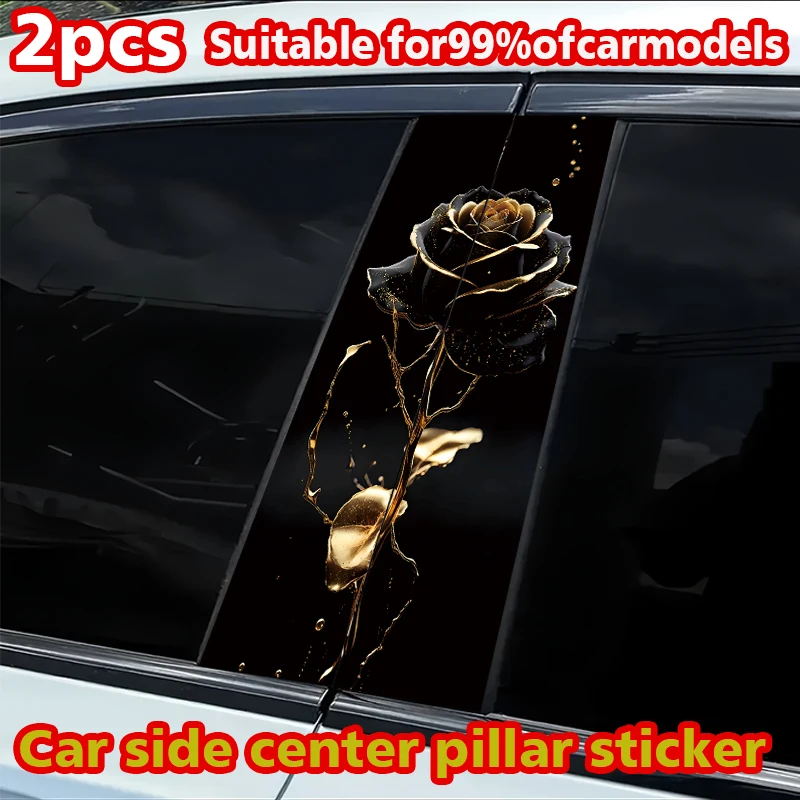 

2pcs car B-pillar stickers Black Gold Rose Scratch resistant personalized stickers