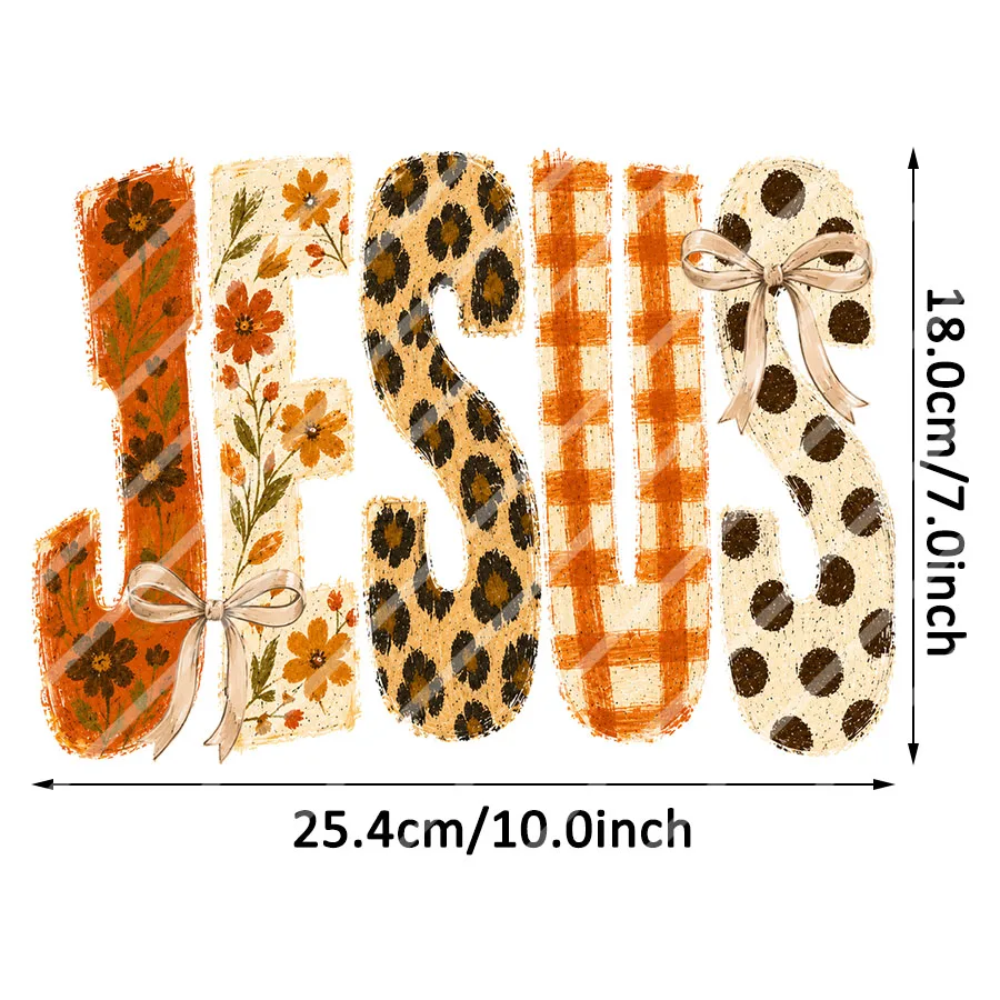 Jesus Fall Autumn Christian DIY DTF Iron On Heat Transfer Sticker Decals T-shirts Sweatshirts Bags Pillowcases Clothing Decor