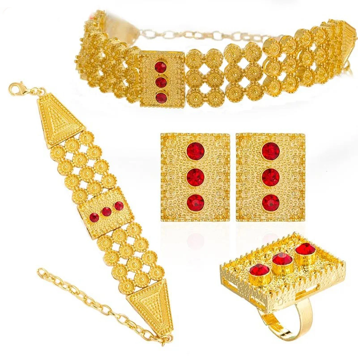 Turkey jewelry Big Nigeria Women Jewelry Sets Dubai Gold color jewelry set Bridal Wedding African  Beads Accessories Design