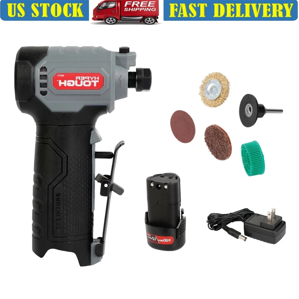 

12V Max Cordless Die Grinder Brushless Motor 1/4 Inch Collet Right Angle Design LED Light Battery Indicator Accessories Included