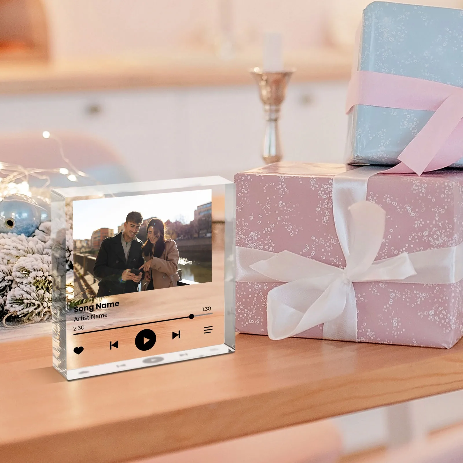 Custom Acrylic Photo Plaque with Music Romantic Gift for Valentine’s Day, Anniversaries, and Special Occasions