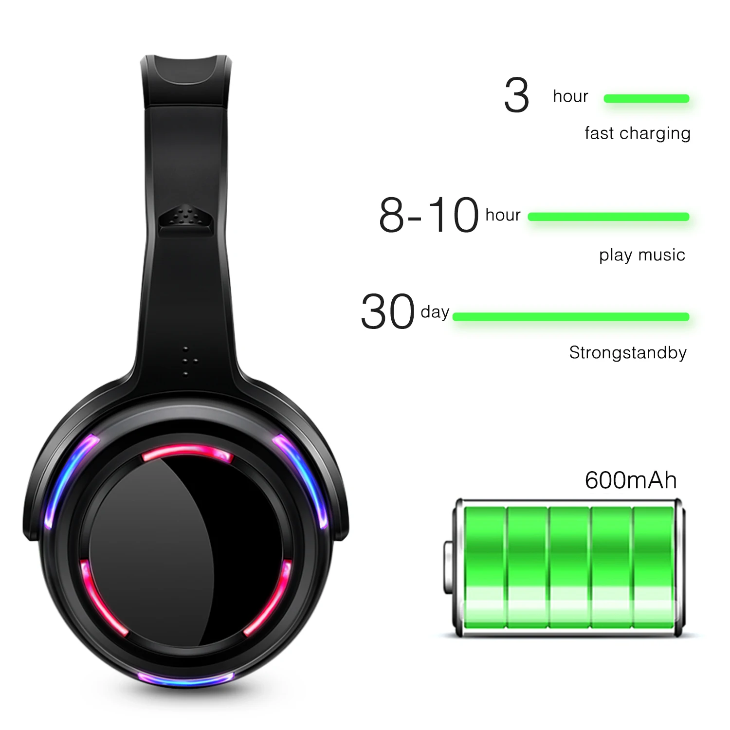 Rechargeable Silent Disco LED Wireless Headphones Bundle  with 5pcs Headsets 1 Transmitter 500m Distance