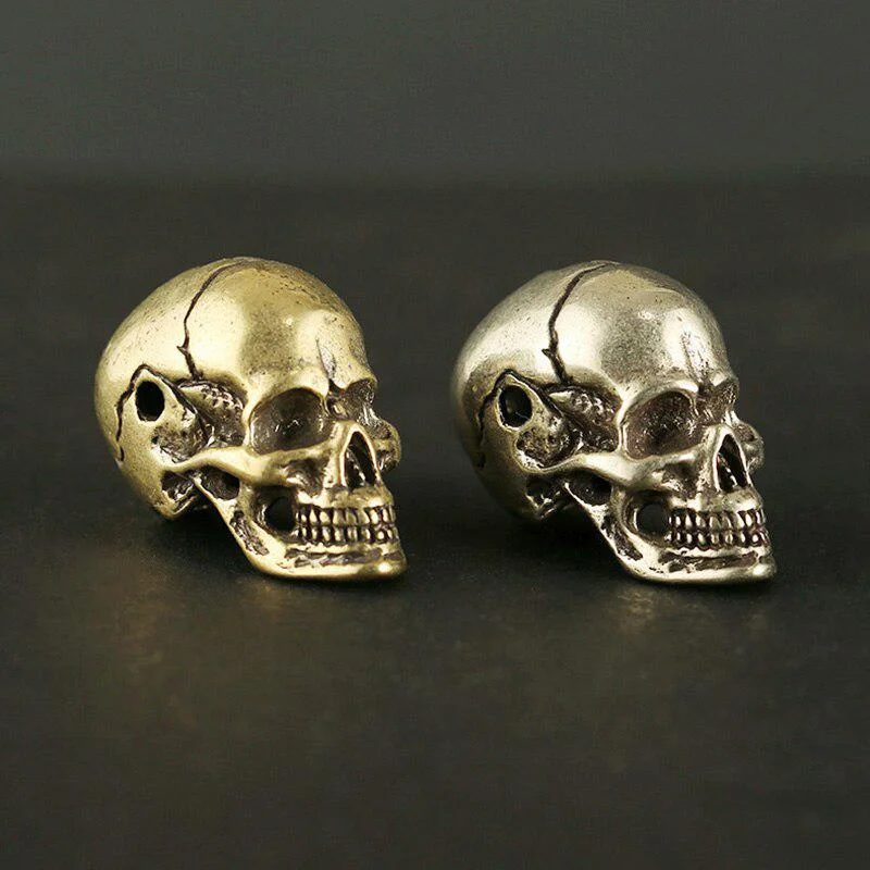 Brass Skull Knife Beads Three Holes DIY Keychain Handmade Lanyard Pendants Trinkets Woven Umbrella Rope Paracord Hanging Keyring