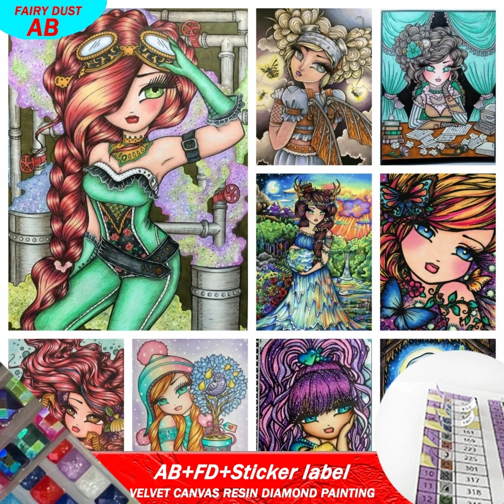 

DIY AB FD Resin Square Diamond Painting With Stickers Kit New 2025 Embroidery Mosaic Snow White Fairy Princess Home Decor Gift