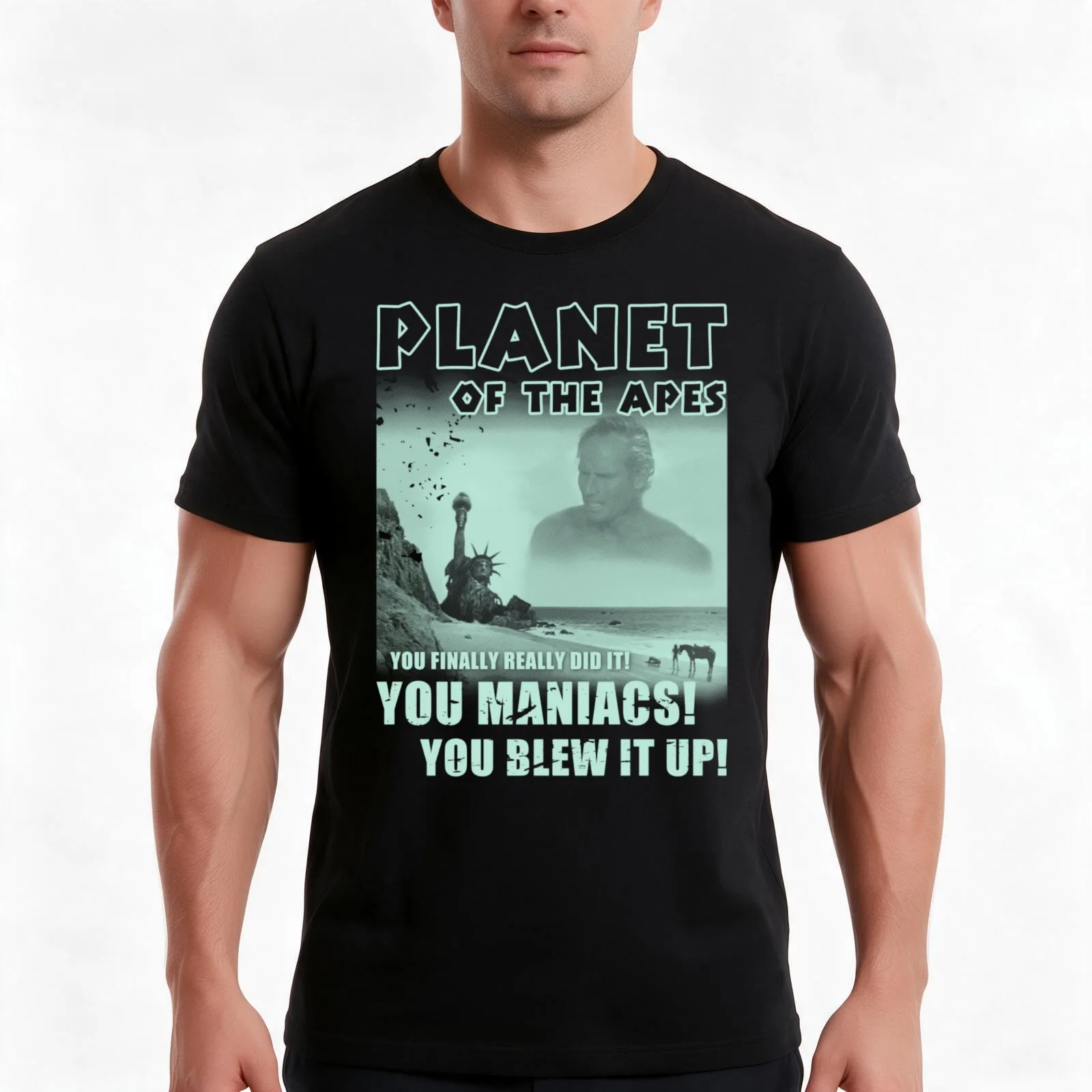 Planet of the apes T-Shirt, Summer Casual Cotton Tee, Oversized Streetwear Tops, Vintage Graphic Print, Loose Fit Short Sleeve