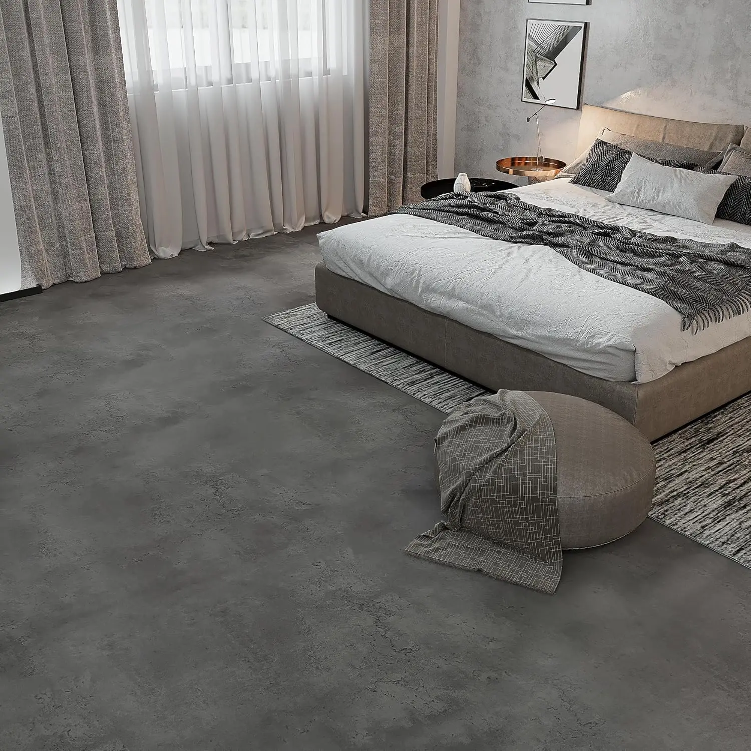 

Industrial Cement Grey PVC Floor Sticker Gray Peel and Stick Waterproof Removable for Bathroom Kitchen Home Decor Wall Sticker