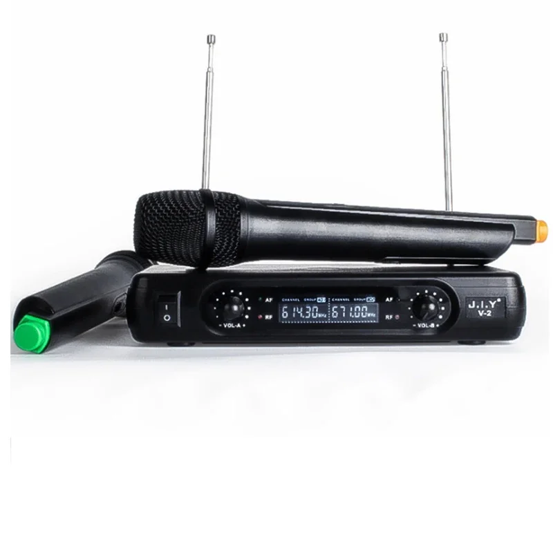 2 Channels Handheld Wireless Microphone Mic KTV Karaoke Player Echo System Digital Sound Audio Mixer Singing Machine V2