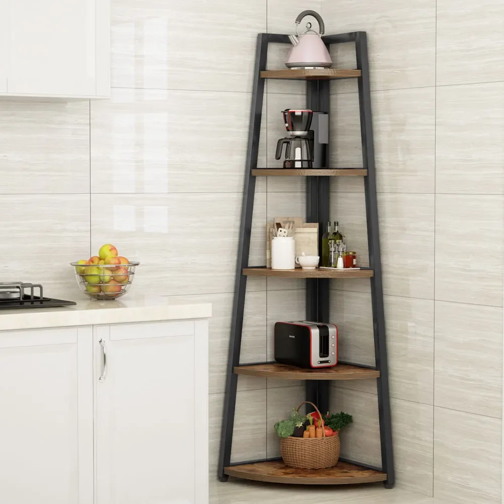 Bookcase Corner Book Shelf Rack Wood Bookshelf Storage Shelves