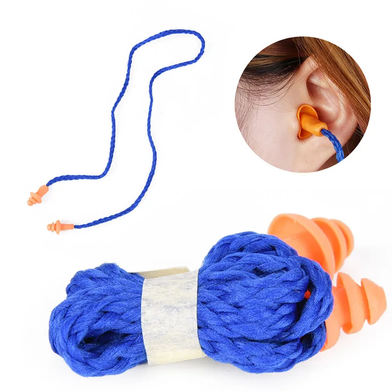 10Pcs Soft Silicone Corded Ear Plugs Reusable Hearing Protection Earplugs