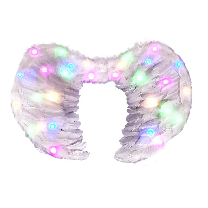 1pcs LED Glow Blinking Angel Feather Wing Costume Birthday Party Gift Props Home Wall     Wedding Festival