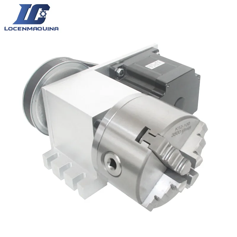 CNC Dividing Head Ratio 4:1 Synchronous Belt Transmission Diameter of Chuck 100mm 86 Stepper Motor Center Height 65mm