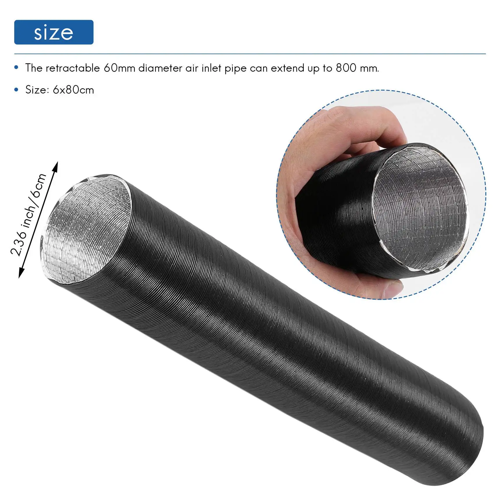 60 مللي متر الألومنيوم احباط سخان خرطوم التسخين المسبق ل 2000 واط مسخن الهواء منفذ سيارة أنابيب الهواء خرطوم الصرف