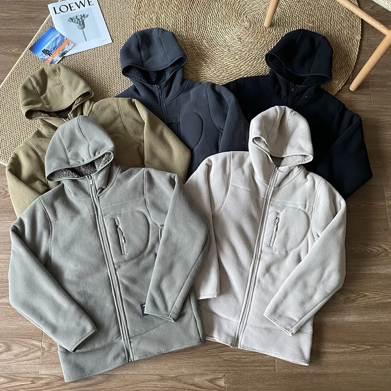 

Outdoor Rock Climbing Hiking Camping Fishing Mountain Climbing Traveling Fleece and Thickened Warm Hooded Polar Fleece Jacket