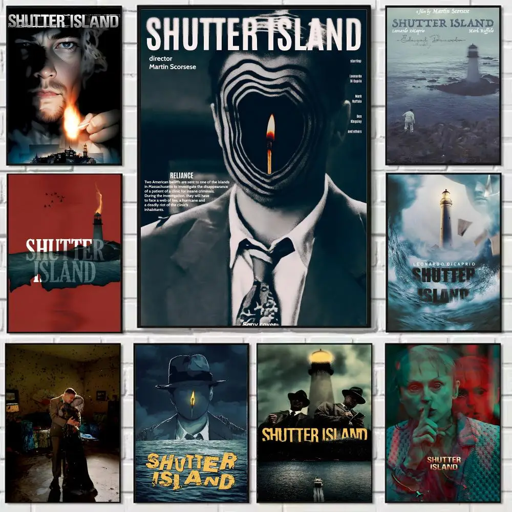 Horror Film S-Shutter Island Poster Self-adhesive Art Waterproof Paper Sticker Coffee House Bar Dorm Room Wall Decor
