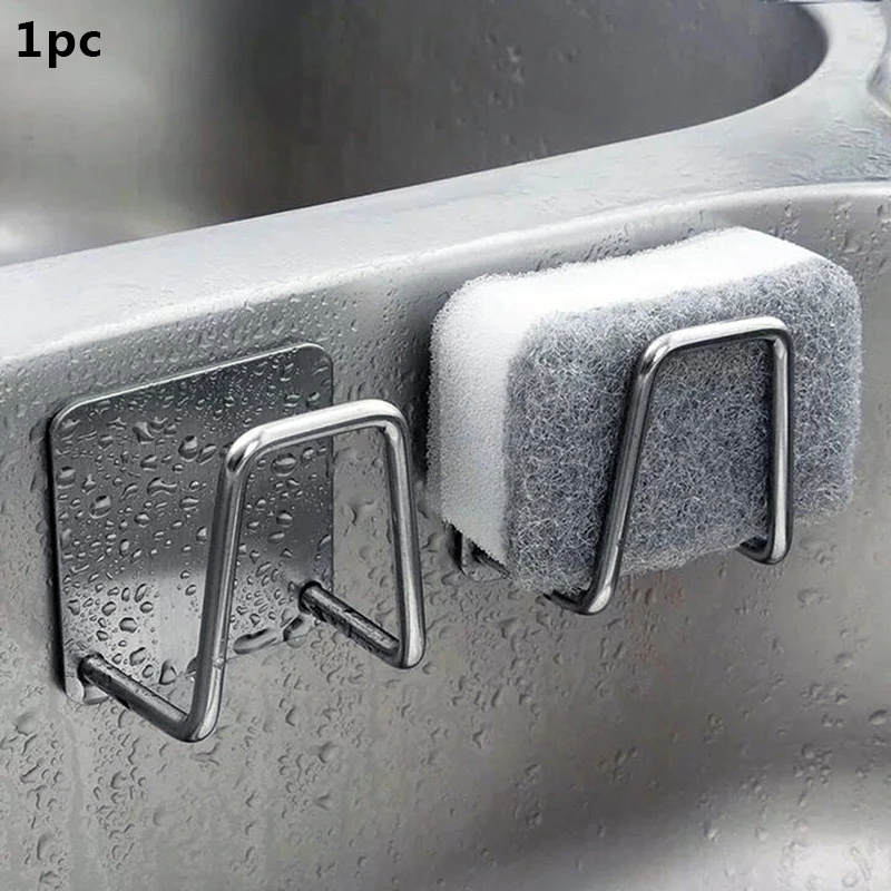 

Kitchen Stainless Steel Sink Sponges Holder Self Adhesive Drain Drying Rack