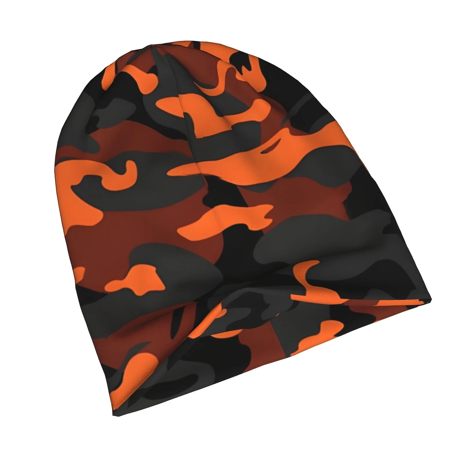 Camo Style Black Orange Camouflage Hats Hip Hop Goth Autumn Winter Skullies Beanies Cap unisex Men Women Warm Dual-use Knit Hat