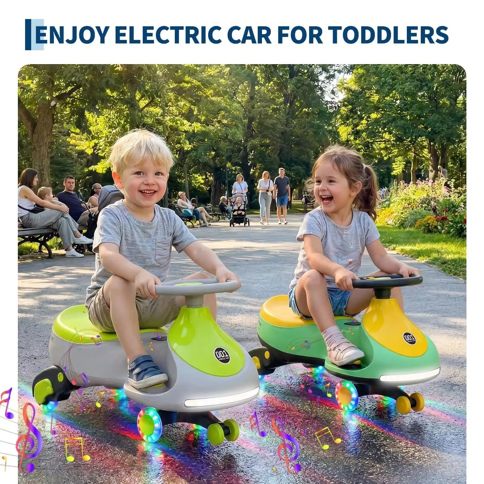 12V 2-in-1 Ride On Electric Wiggle Car for Kids – Pedal & Swing Modes – 360° Steering, Flashing Wheels, Music, Anti-Rollover, Rechargeable, High Weight Capacity – Indoor Outdoor