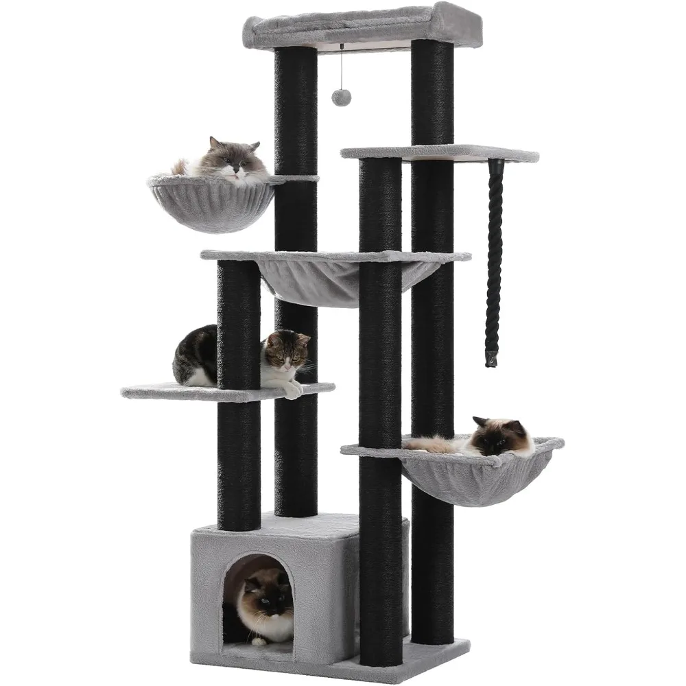 

Very XXL Cat Tree, 67" Heavy-Duty Cat Tower For Indoor Cats Large Adult With 13 Thick Scratching Posts (φ4.3), Super Large Perch