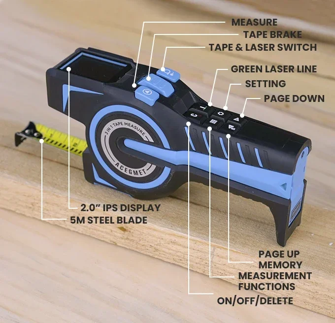 High Precision Laser Tape Infrared Range Finder Cross Line Three-in-one Electronic Tape Laser Measuring Ruler