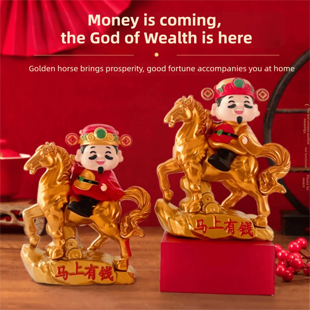 Chinese Style God of Fortune Sculpture Solar Powered Auto Shaking God of Wealth Car Ornament Lovely Design Cute Appearance