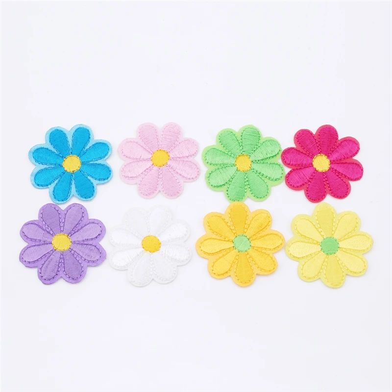 10/20PCS Embroidery Daisy Sunflower Flowers Sew Iron On Patch Badges Daisy Bag Hat Jeans Clothes Applique DIY Crafts