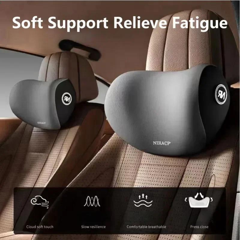 Memory Foam Car Neck Pillow Lumbar Support Set Ergonomic Breathable Headrest Back Cushion Pain Relief For Driving Office Chair