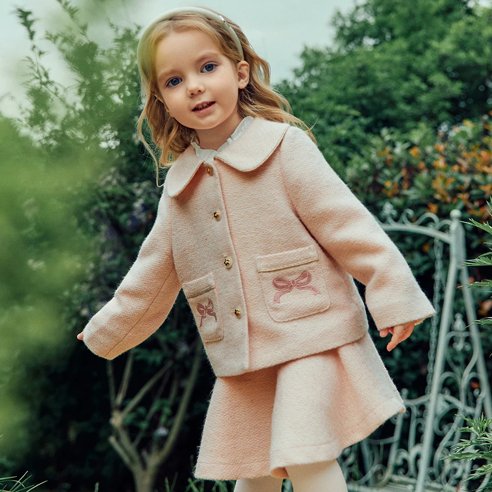 Dave Bella Baby Girls' Half Skirt Sets Winter Kids' 2 Piece Suit And Outfits Coats Children's Elegant Carnival Costume DB3262940