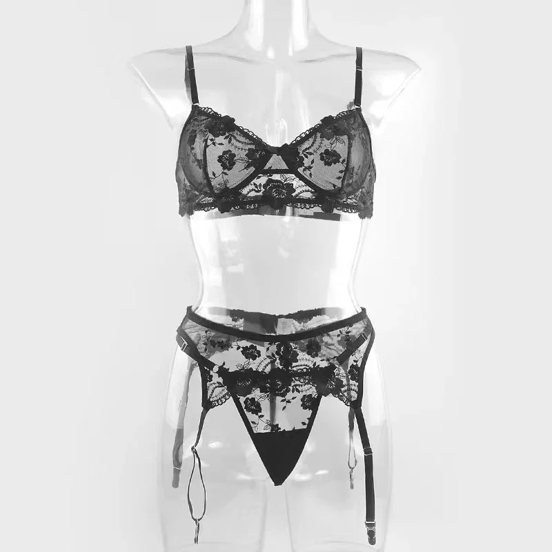 Sexy Lingerie Bras Sets Transparent Hot Porno Lace Erotic Underwear Sexy Bra And Garter Set Lingerie Sexy Hot Erotic Sleepwear