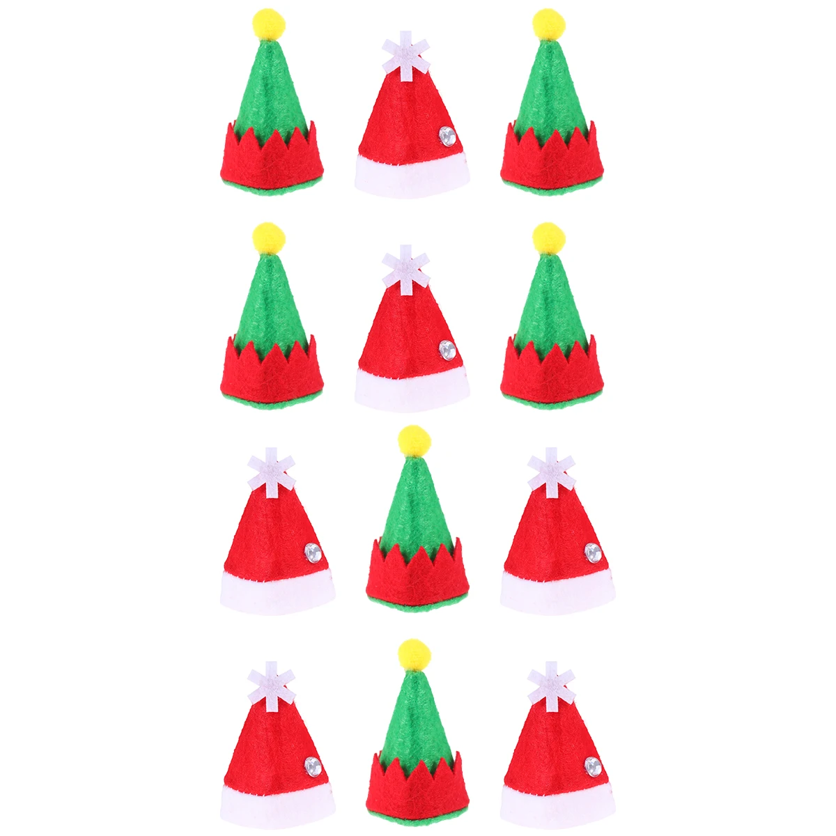 

12pcs Christmas Cap Hat Non Woven Lollipop Decorations 6 Elf Mini Christmas Lollipop Hat 6 Santa Reusable Party Cap