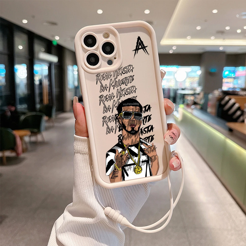 Anuel Hasta La Muertes Phone Case for IPhone 15 14 13 12 11 Pro Max Mini XR XS X 7 8 Plus Soft TPU Back Cover With Hand Strap