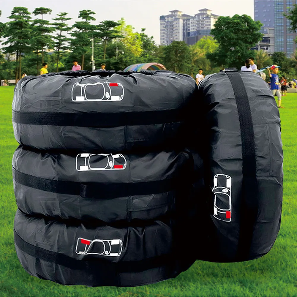 13-19 inch 1/4pcs S/L Universal Car Spare Tire Cover Polyester Storage Bags Wheel Tires Protector Dustproof Waterproof Anti-snow