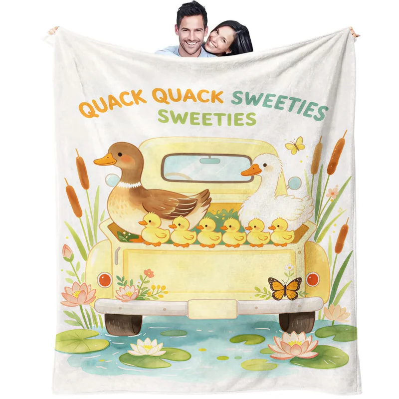 Critter Vintage Truck Floral Digital Print Blanket Flannel Throw Warm Gift Blanket Soft Cottage Sofa Bed Decor