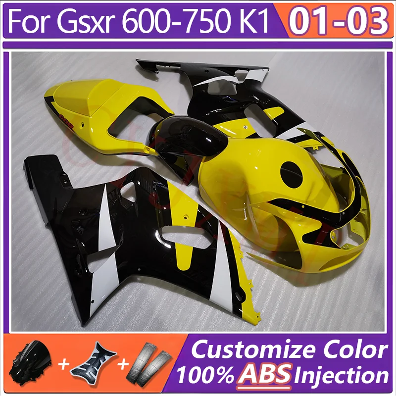 Juego de carenado de motocicleta de cubierta completa para SUZUKI GSXR GSX 600 750 R K1 2001-2003 carenados de carrocería GSX600R GSX750R 01-03 carcasa de marco de carrocería