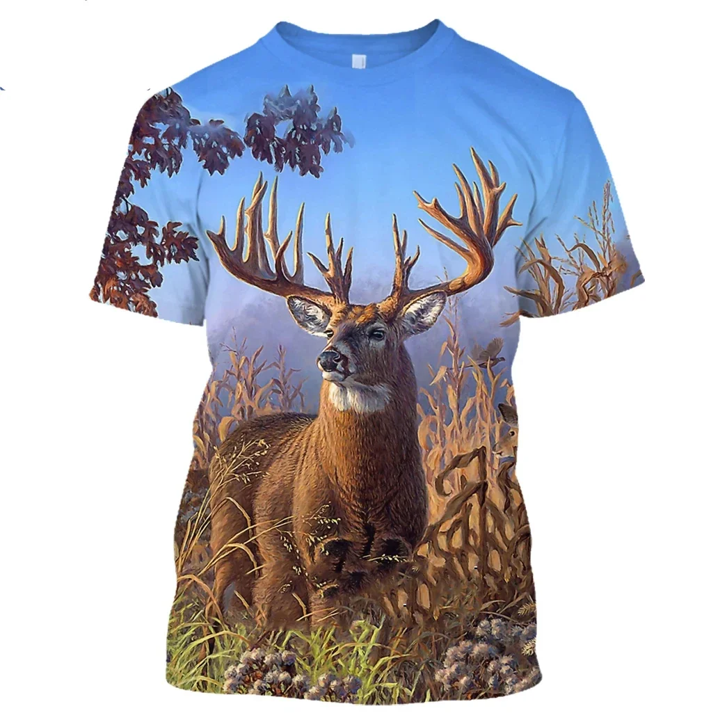 Summer 3D Print Men's T-shirt Funny Outdoors Hunting Camouflage Animal O-Neck Tshirt Personality Casual Short Sleeve Tees Tops