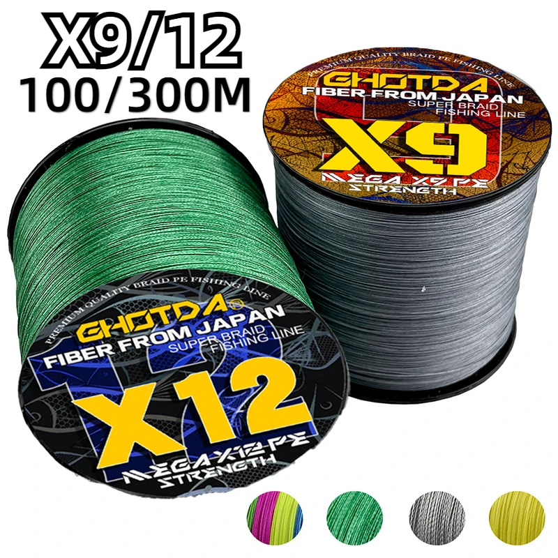 

GHOTDA 100M 300M 4 Colors Strong PE Main Wire 9/12 Strands Braided Multifilament Durable Ocean Beach/Rock Fishing Line Pesca