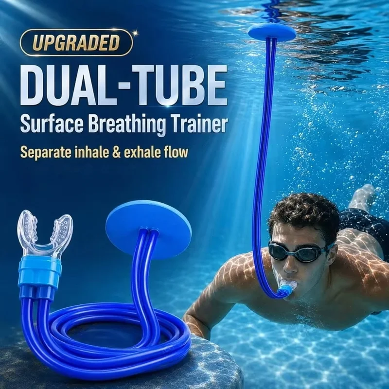 Válvula de Respiração Subaquática de Tubo Duplo Aprimorado com Tubo de Ar de Superfície para Prática de Snorkeling e Mergulho Livre com Bocal Macio
