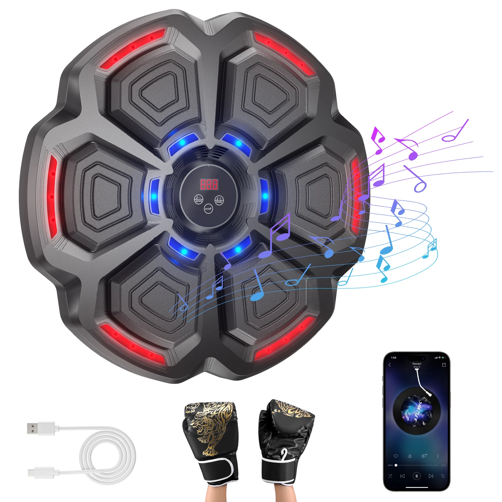 Machine de boxe musicale intelligente pour adultes/enfants, entraîneur de sport, Fitness, exercice à domicile, entraînement de réponse, cible murale de boxe