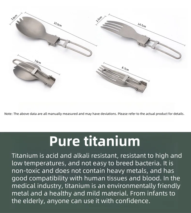 Klappbarer Zahnlöffel aus reinem Titan, Outdoor-Camping-Picknicklöffel, Löffel aus Titanlegierung,