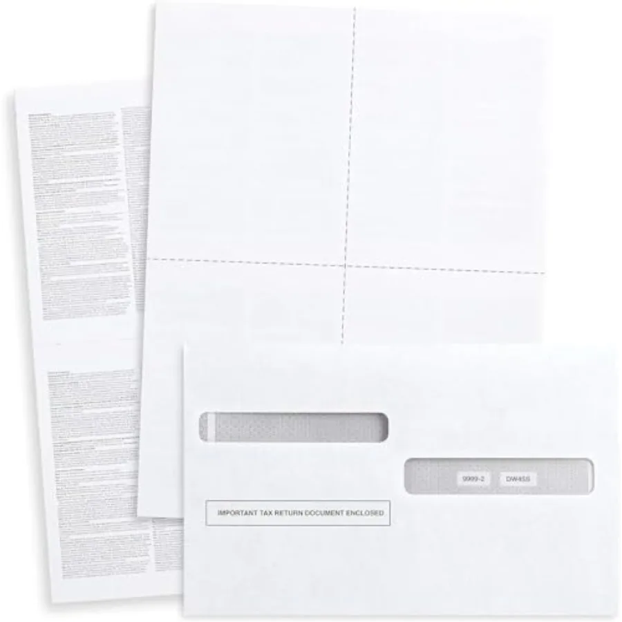 

W2 Forms 20 with Envelopes, Blank W2 4 UP Tax Forms, Compatible with QuickBooks, Sage and other programs, Ideal for E-Filing, L