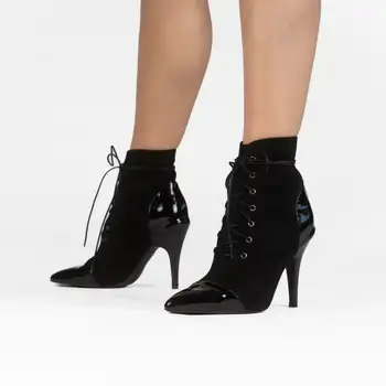 Evkoodance รองเท้าเต้นสำหรับผู้หญิง, รองเท้าบู้ทสำหรับงานปาร์ตี้สไตล์ลาตินซัลซ่ารองเท้าแตะปิดเท้าสูง10ซม.