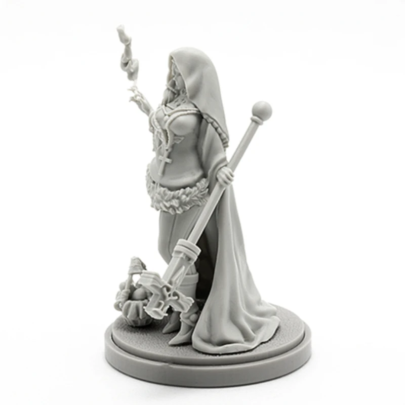 30mm Base Ratio Resin Figure Model Assembled Kits Fantasy Hobby Miniature King-dom Death Priestess Unassembled and Unpaint