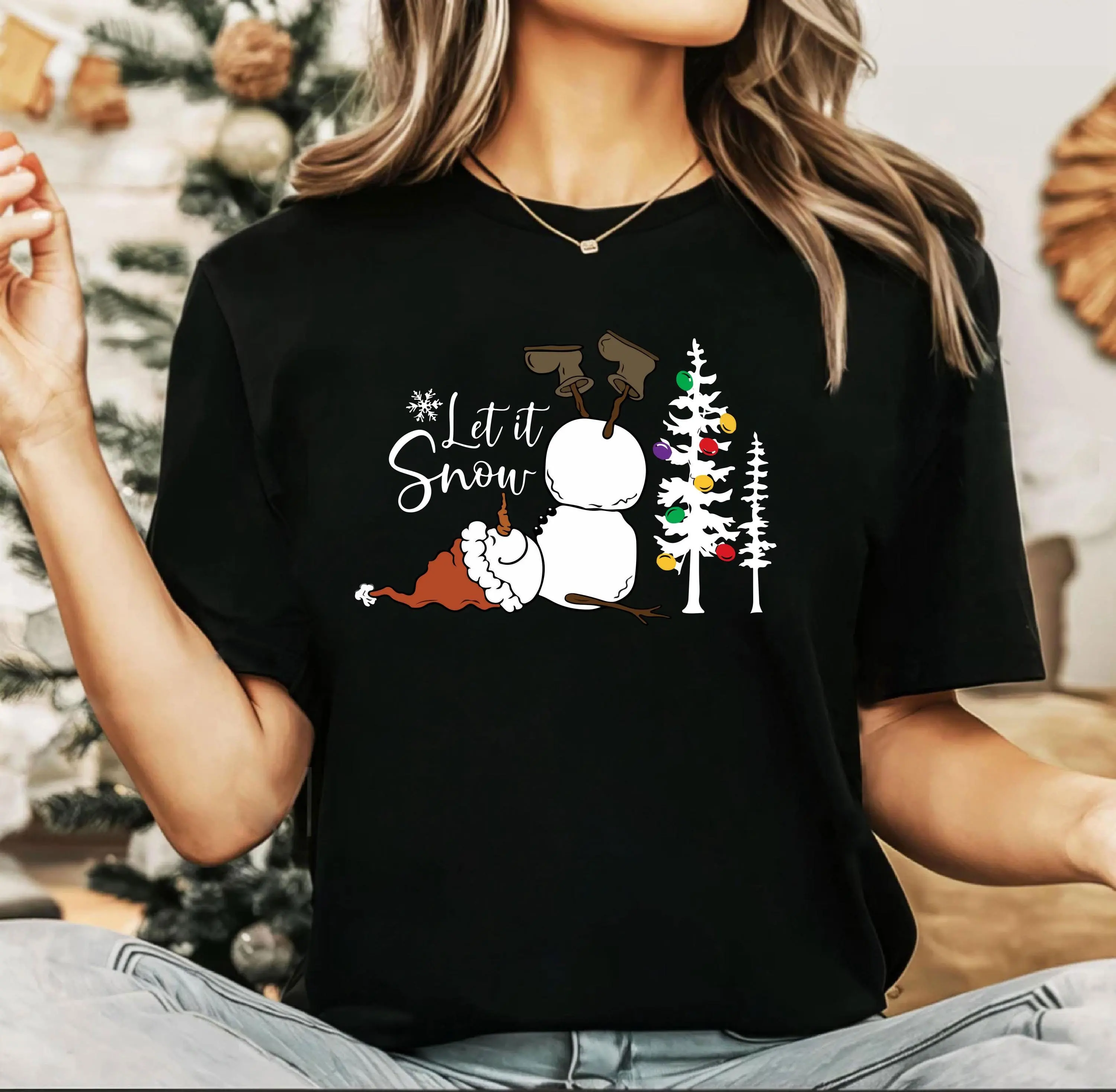 Weihnachtsmann-T-Shirt mit Weihnachtsbaummuster, T-Shirt für Damen, Y2k-Mode, kurzärmeliges, süßes T-Shirt für Herren und Damen
