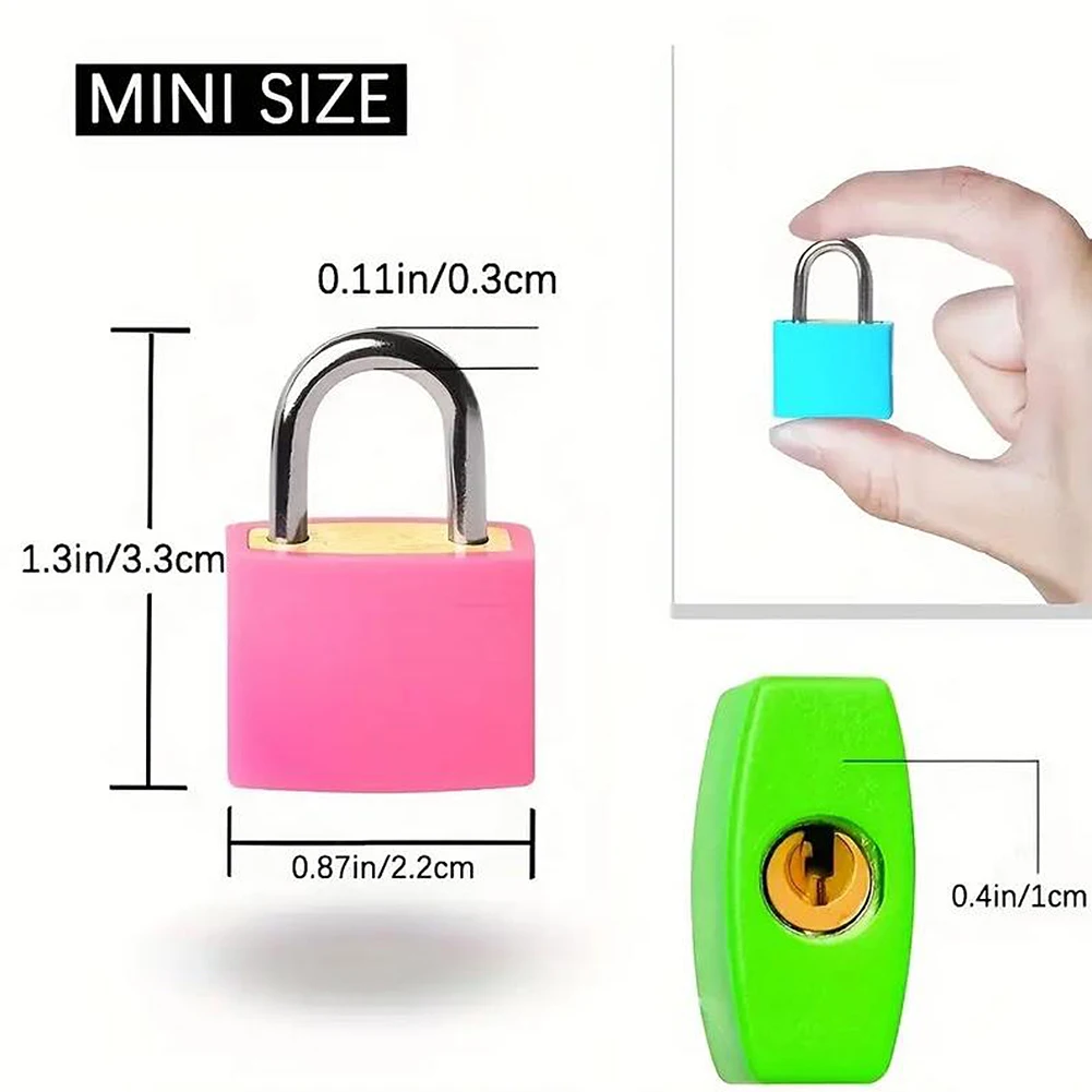 8pcs Mini Padlock Zinc Alloy Colorful Travel Anti-Theft Lock Plastic Case Drawer Luggage Padlock for School Dormitory Gym Locker