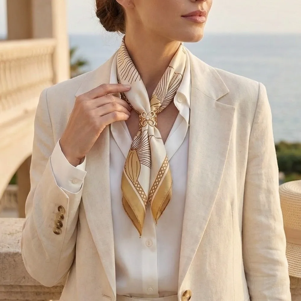 Fashion Crystal Shawl Rings Clip Hollow Out Alloy Material Scarf Buckle Flower Design Adjustable Hijab Clip Clothing Accessories