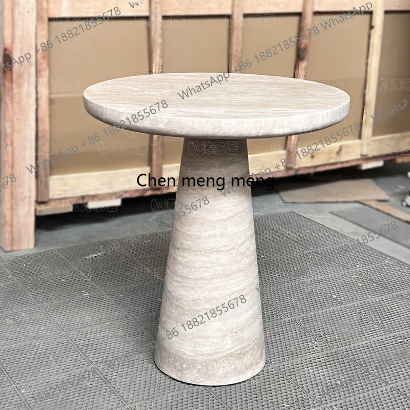 

Customized Nordic natural travertine edge table designer creative household corner table