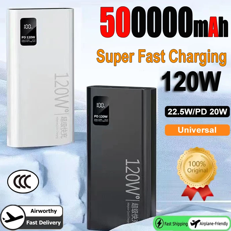 New 120W Power Bank 50000mAh High Capacity Fast Charging Powerbank Portable Battery Charger For iPhone Samsung Huawei Xiaomi