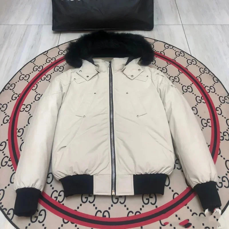 Mo * se knuckkl * s cor sólida à prova de vento colheita puffer jaqueta inverno grosso estilo curto 90% branco ganso para baixo jaqueta dos homens outerwear