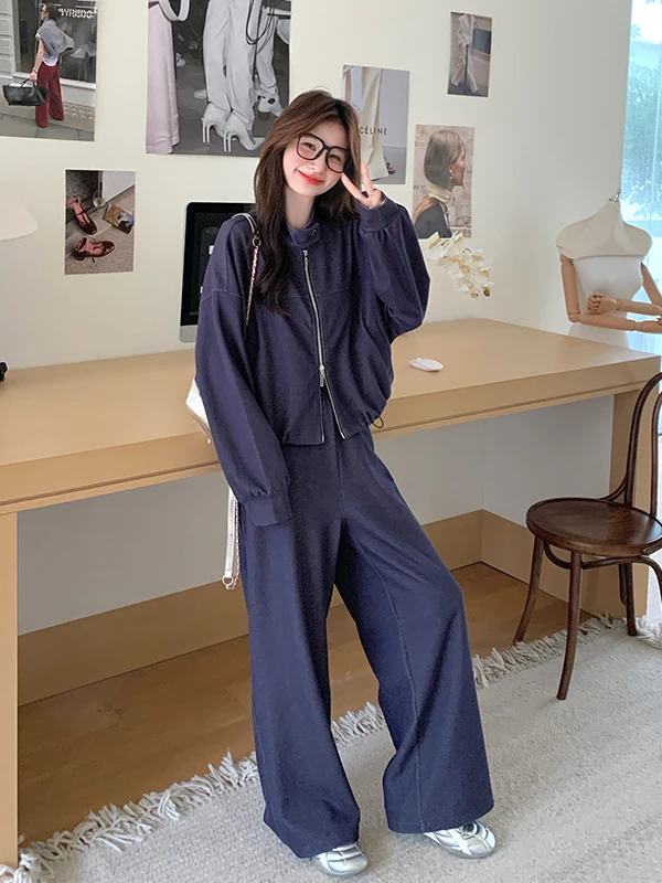 

Faionable Casual Jaet Wide Leg Pants Set Women Early Autumn 2025 New Sle Youthful Slimming Concealing Two Piece Set