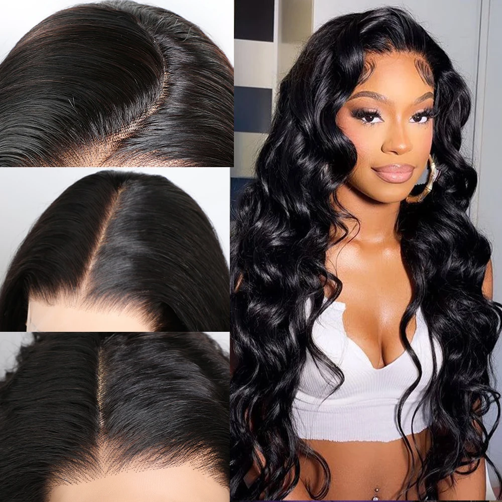 

Alibele Wholesale Human Hair Wigs Body Wave Pre Plucked Lace Front Wigs Easy Install 4x4 Transparent Lace Closure Wigs For Women